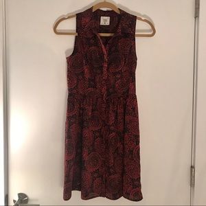 A-line button front collared dress